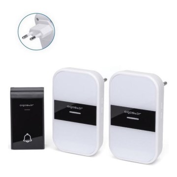 Aigostar - KOMPLEKT 2x Juhtmevaba uksekell pistikuga 230V/12V IP44 valge/must