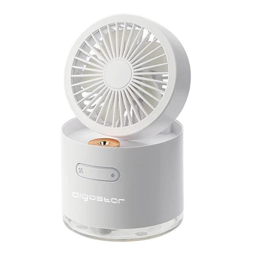 Aigostar - Juhtmevaba mini lauaventilaator niisutiga 10W/5V valge