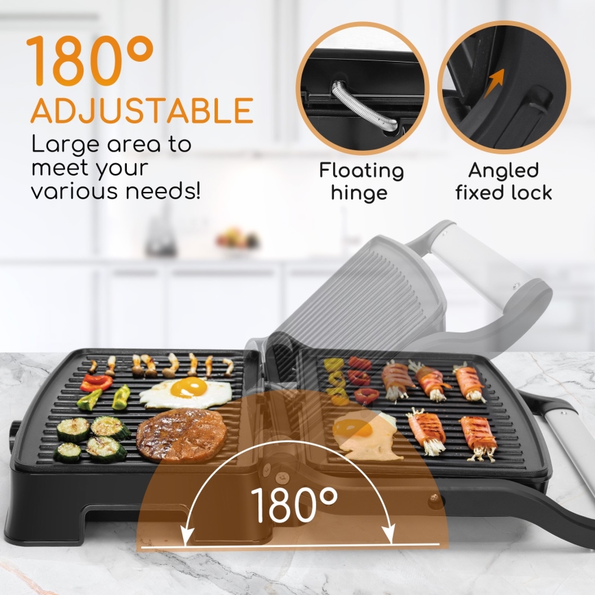 Aigostar - Kontaktgrill 1500W/230V kroom/must