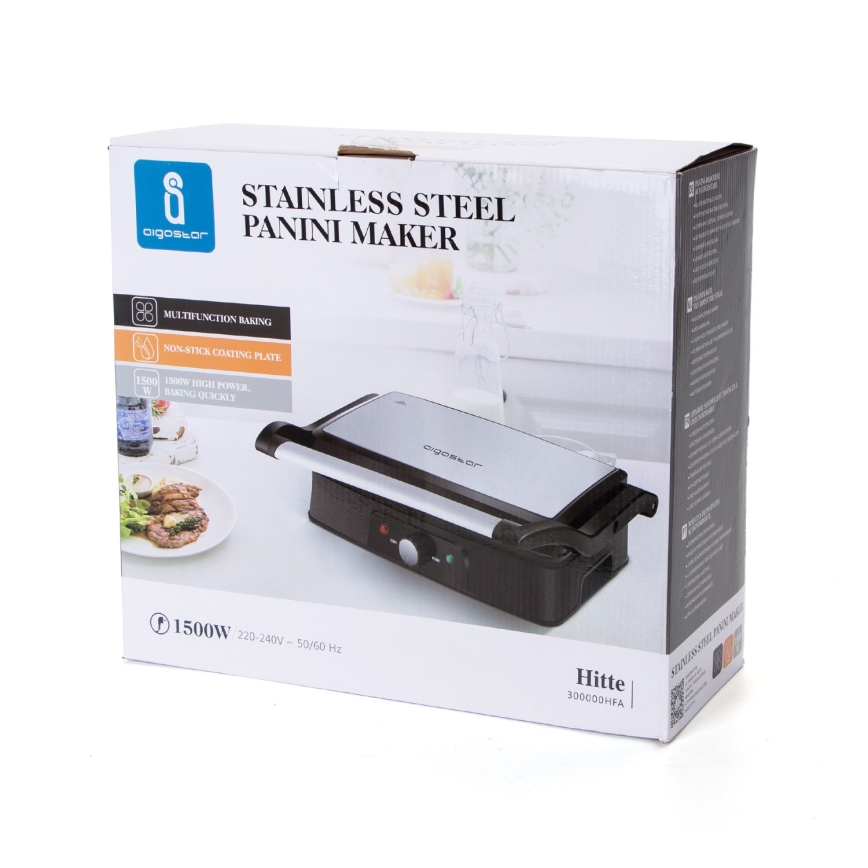 Aigostar - Kontaktgrill 1500W/230V kroom/must