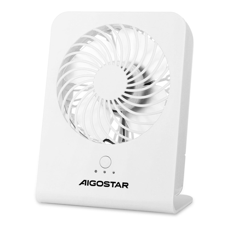 Aigostar - Lauaventilaator 5W/5V valge