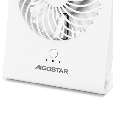 Aigostar - Lauaventilaator 5W/5V valge