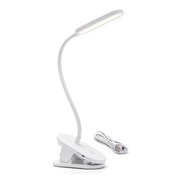 Aigostar - LED Hämardatav laetav laualamp klambriga LED/2,5W/5V 1200mAh valge