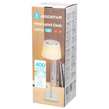 Aigostar - LED Väli hämardatav laetav laualamp LED/4W/5V 3600mAh valge/kroom IP54