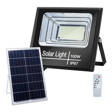 Aigostar - LED Hämardatav päikesepaneeliga prožektor LED/100W/3,2V IP67 + pult