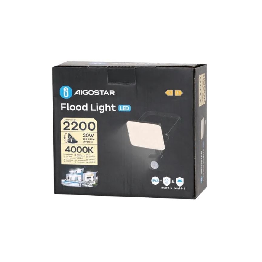 Aigostar - LED Prožektor anduriga LED/20W/230V 4000K IP65 must