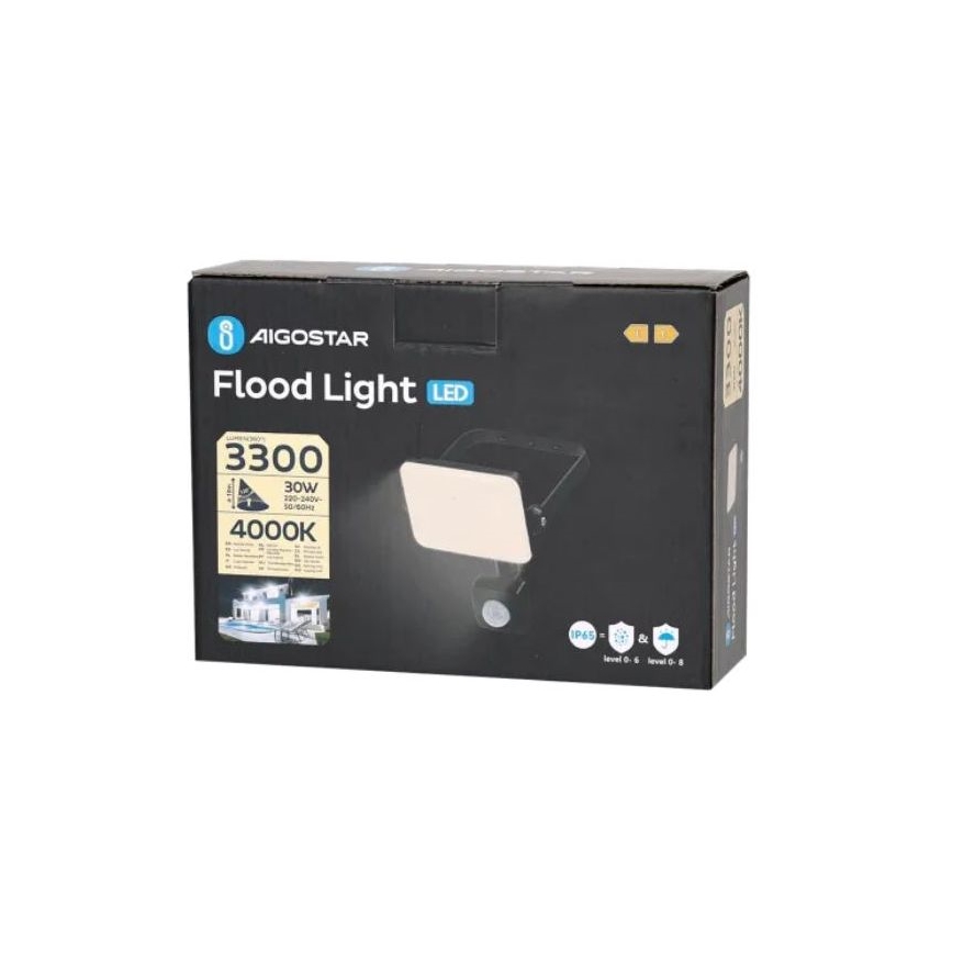 Aigostar - LED Prožektor anduriga LED/30W/230V 4000K IP65 must