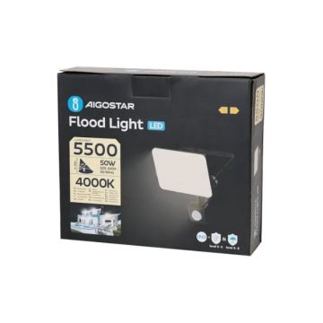 Aigostar - LED Prožektor anduriga LED/50W/230V 4000K IP65 must