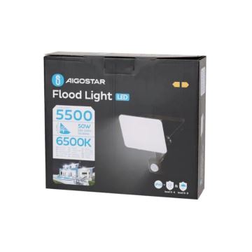 Aigostar - LED Prožektor anduriga LED/50W/230V 6500K IP65 must