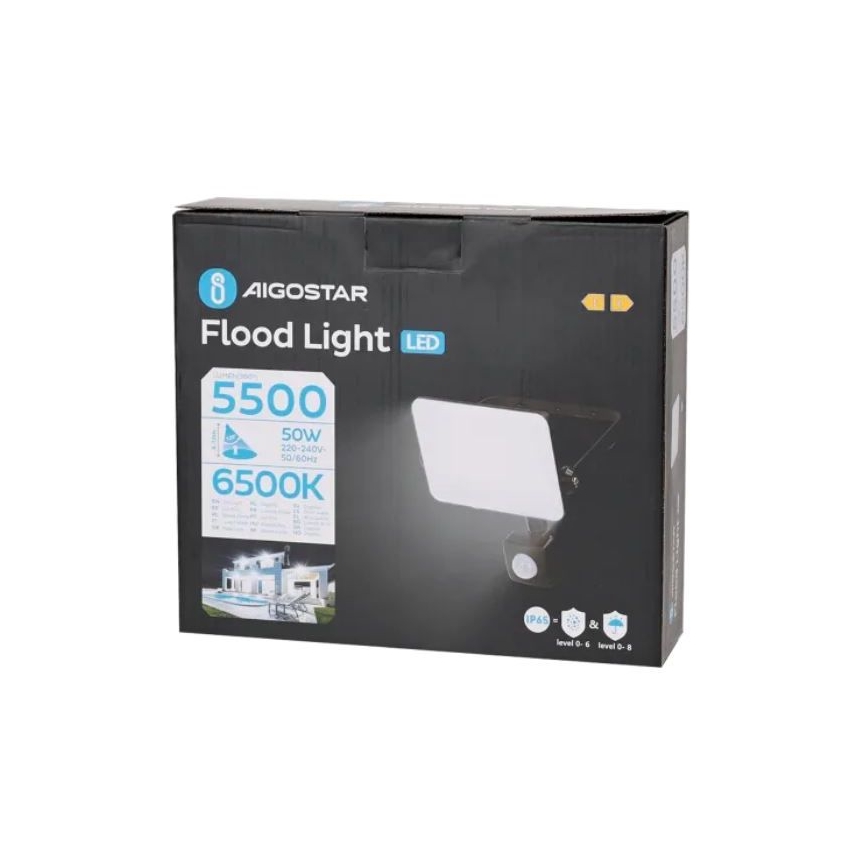 Aigostar - LED Prožektor anduriga LED/50W/230V 6500K IP65 must