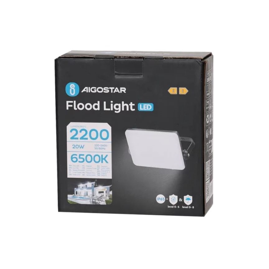 Aigostar - LED Prožektor LED/20W/230V 6500K IP65 must