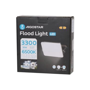 Aigostar - LED Prožektor LED/30W/230V 6500K IP65 must