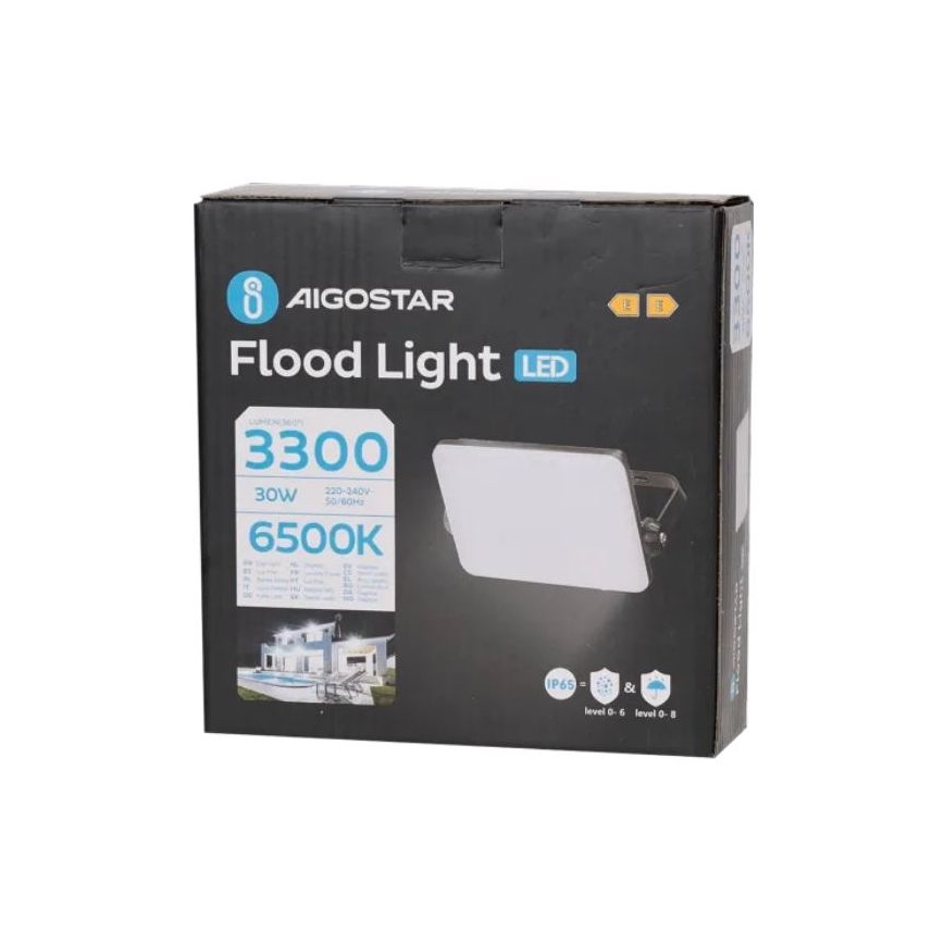 Aigostar - LED Prožektor LED/30W/230V 6500K IP65 must