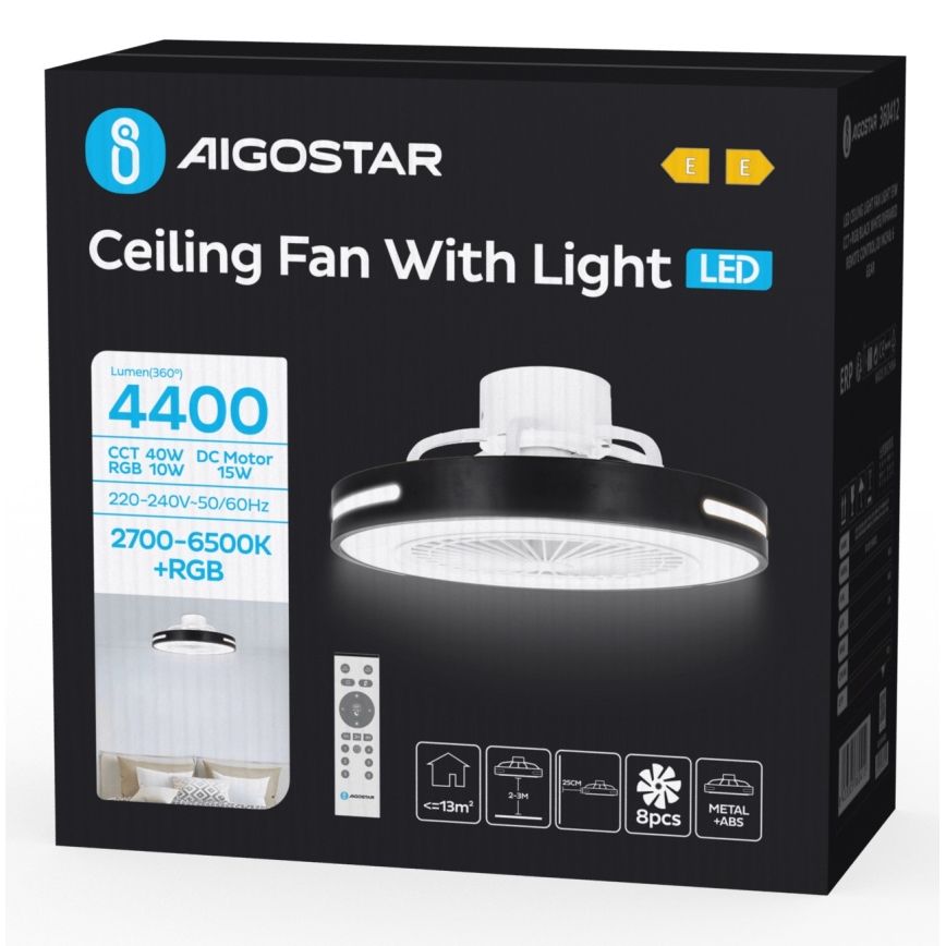 Aigostar - LED RGB Hämardatav laeventilaator LED/40W/230V 2700-6500K + kaugjuhtimispult