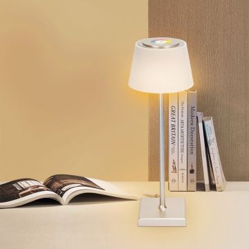 Aigostar - LED RGBW Väli hämardatav laetav laualamp LED/4W/5V 3600mAh valge/kroom IP54