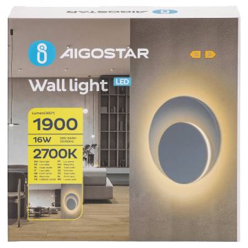 Aigostar - LED Seinavalgusti LED/16W/230V 2700K valge