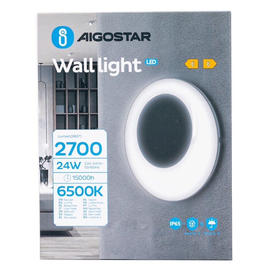 Aigostar - LED Väli seinavalgusti LED/24W/230V 6500K IP65 must