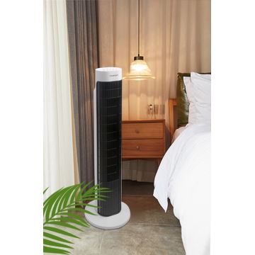 Aigostar - Tornventilaator 45W/230V must/valge