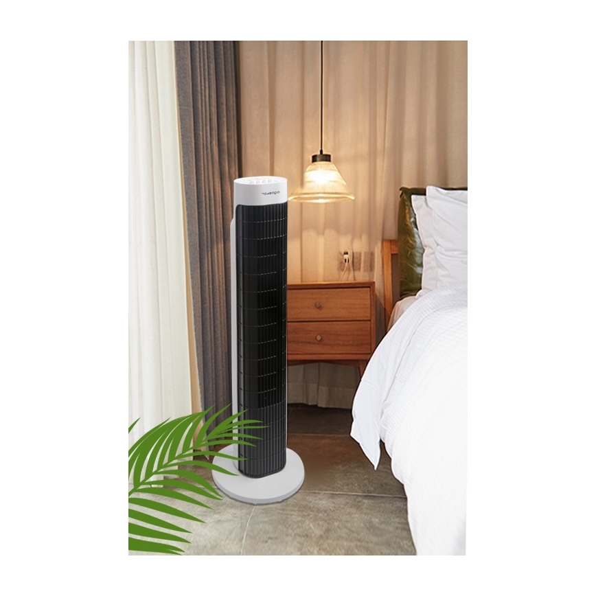 Aigostar - Tornventilaator 45W/230V must/valge