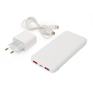 Akupank 10000 mAh + adapter 20W Power Delivery + USB-C/USB-C kaabel 1m valge