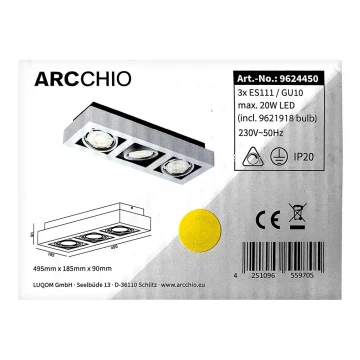 Arcchio - LED Laevalgusti RONKA 3xGU10/11,5W/230V