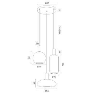 Argon 6323 - Lühter SAGUNTO PLUS 3xE27/15W/230V must