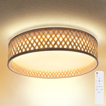 Brilagi - LED Hämardatav laevalgusti CAMILA LED/48W/230V 3000-6500K bambus d. 40 cm + kaugjuhtimispult