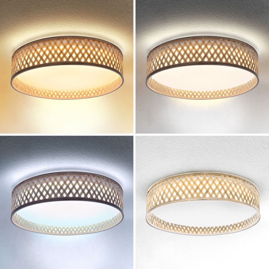 Brilagi - LED Hämardatav laevalgusti CAMILA LED/48W/230V 3000-6500K bambus d. 40 cm + kaugjuhtimispult