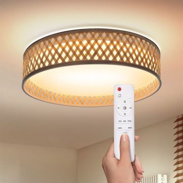 Brilagi - LED Hämardatav laevalgusti CAMILA LED/48W/230V 3000-6500K bambus d. 40 cm + kaugjuhtimispult