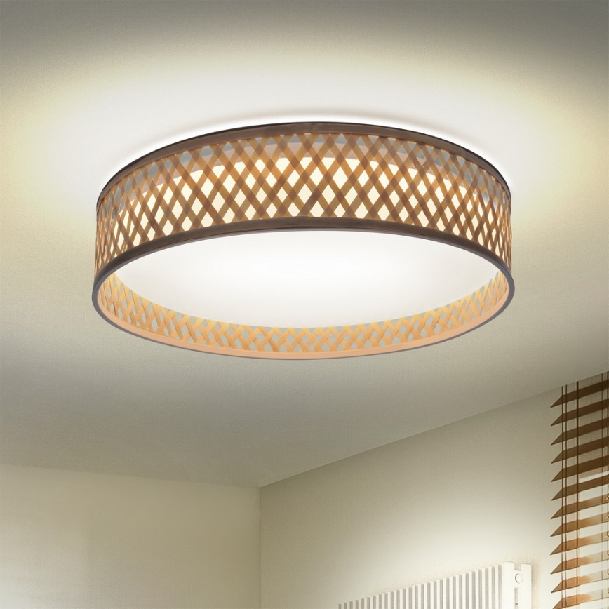 Brilagi - LED Hämardatav laevalgusti CAMILA LED/48W/230V 3000-6500K bambus d. 40 cm + kaugjuhtimispult