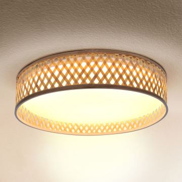 Brilagi - LED Hämardatav laevalgusti CAMILA LED/48W/230V 3000-6500K bambus d. 40 cm + kaugjuhtimispult