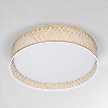 Brilagi - LED Hämardatav laevalgusti CAMILA LED/48W/230V 3000-6500K bambus d. 40 cm + kaugjuhtimispult