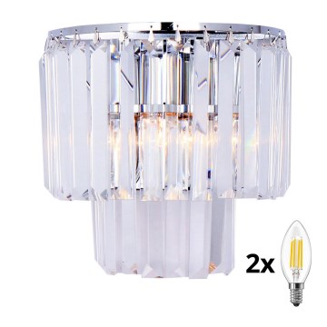 Brilagi - LED Kristallist seinavalgusti MOZART 2xE14/40W/230V läikiv kroom