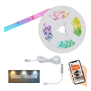 Brilo - LED RGBW Hämardatav valgusriba MUSIC 6,6m LED/7,5W/USB Wi-Fi Tuya