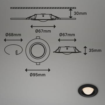 Briloner 7056-035 - KOMPLEKT 3x LED Süvistatav valgusti vannituppa LED/3W/230V IP44