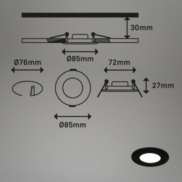 Briloner 7103-435 - KOMPLEKT 3x LED Hämardatav süvistatav valgusti vannituppa LED/5W/230V IP44