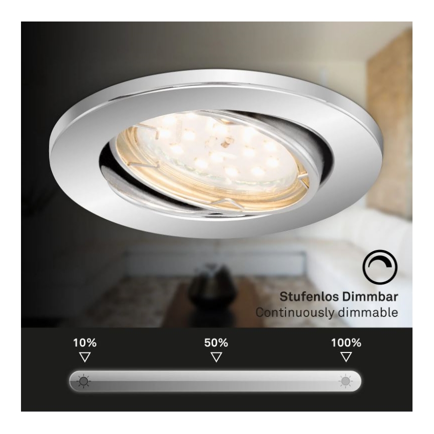 Briloner 7219-038 - KOMPLEKT 3x LED Hämardatav süvistatav valgusti vannituppa 1xGU10/5W/230V IP23