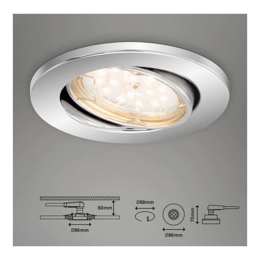 Briloner 7219-038 - KOMPLEKT 3x LED Hämardatav süvistatav valgusti vannituppa 1xGU10/5W/230V IP23