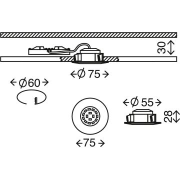 Briloner 7295-011- LED Hämardatav süvistatav vannitoavalgusti ATTACH LED/6,5W/230V IP44