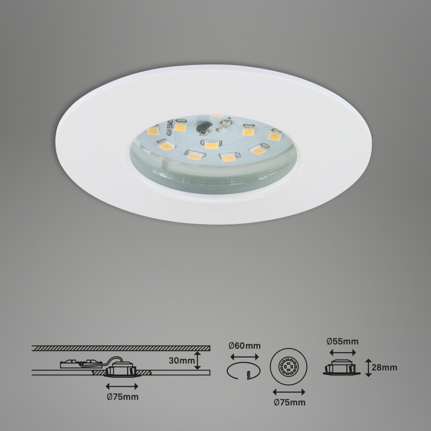 Briloner 7295-016 - LED Hämardatav süvistatav valgusti vannituppa ATTACH LED/6,5W/230V IP44