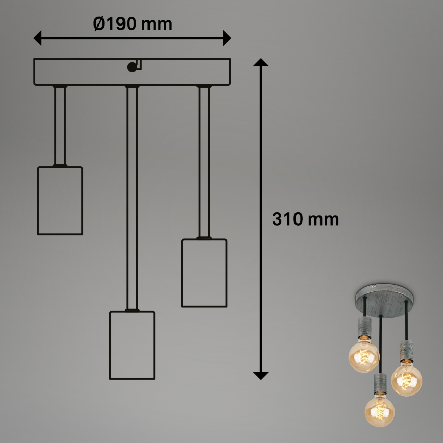 Briloner - Lühter HENGA 3xE27/60W/230V