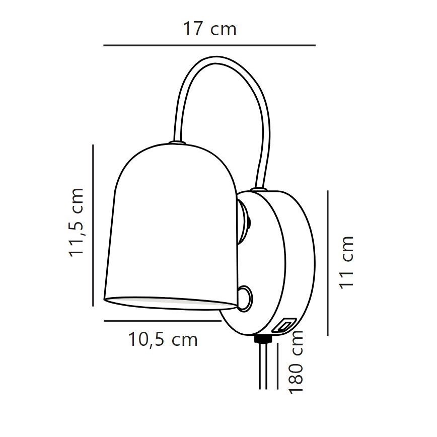 DFTP by Nordlux - Kohtvalgusti seinale koos USB port ANGLE 1xGU10/25W/230V must