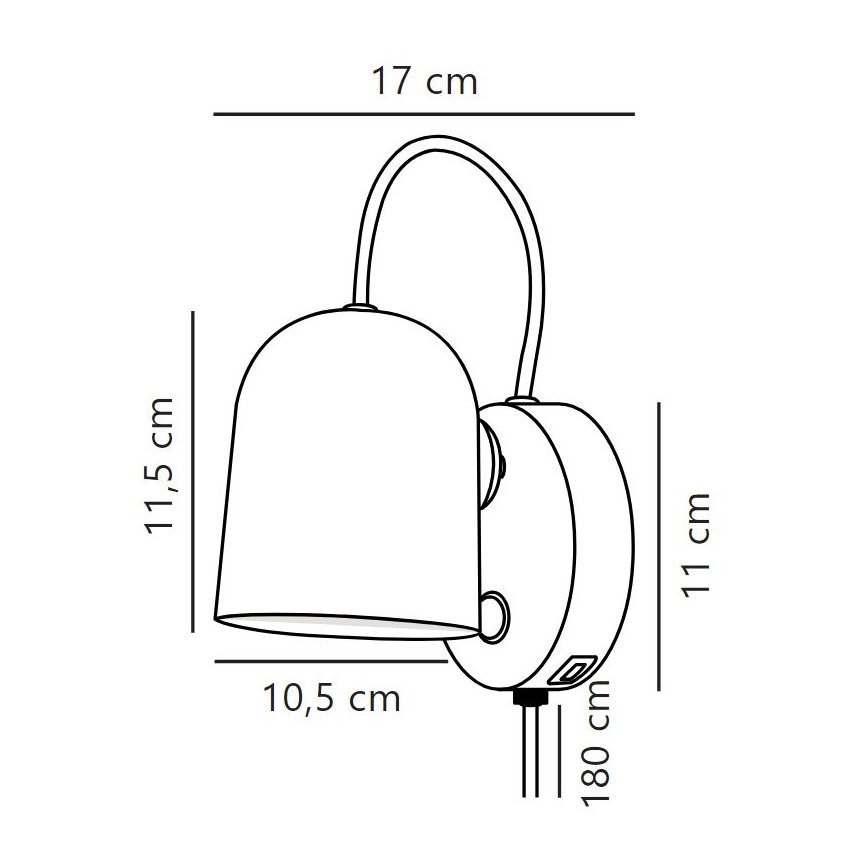 DFTP by Nordlux - Kohtvalgusti seinale koos USB port ANGLE 1xGU10/25W/230V valge