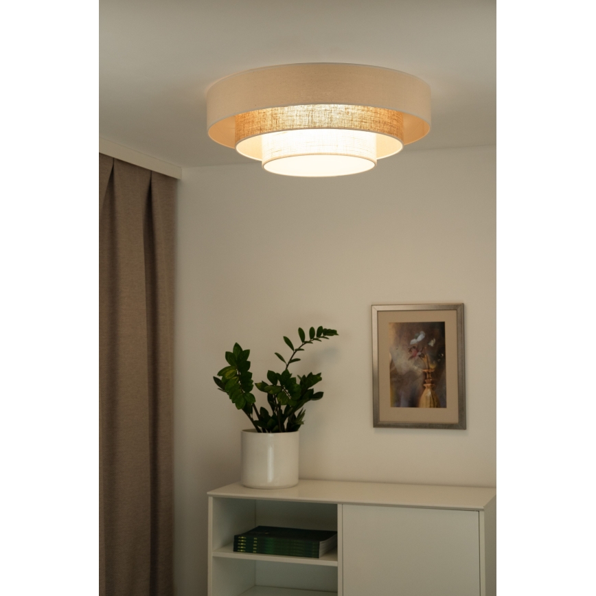 Duolla - LED Laevalgusti LUNETA LED/26W/230V d. 60 cm 4000K rotang/beež/pruun