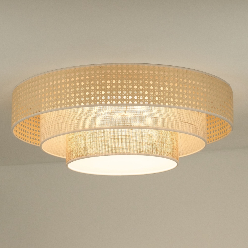 Duolla - LED Laevalgusti LUNETA LED/26W/230V d. 60 cm 4000K rotang/beež/pruun