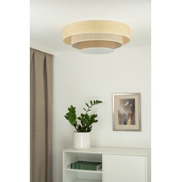 Duolla - LED Laevalgusti LUNETA LED/26W/230V d. 60 cm 4000K rotang/beež/pruun