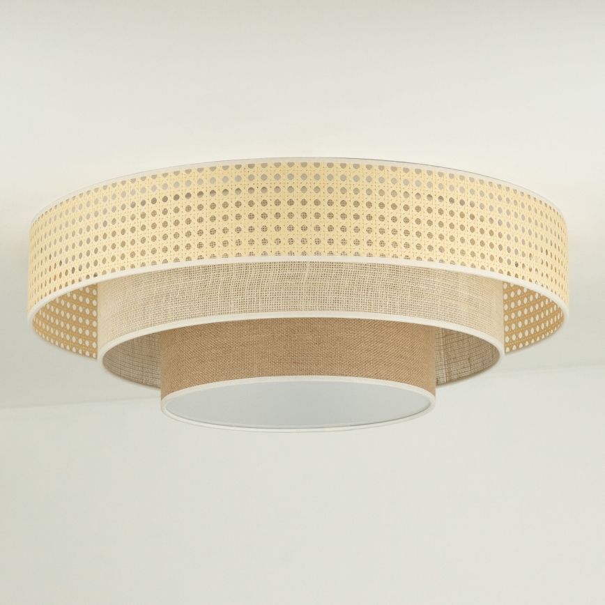 Duolla - LED Laevalgusti LUNETA LED/26W/230V d. 60 cm 4000K rotang/beež/pruun