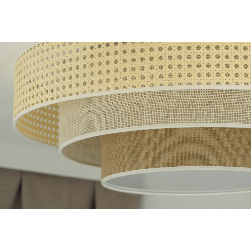 Duolla - LED Laevalgusti LUNETA LED/26W/230V d. 60 cm 4000K rotang/beež/pruun