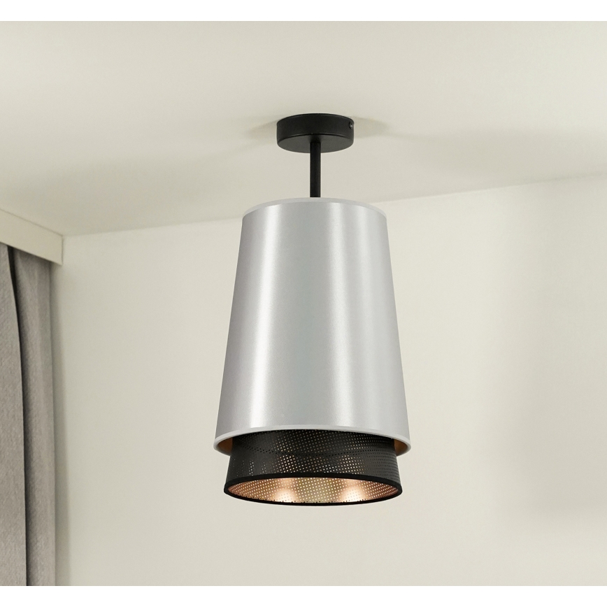 Duolla - Pinnale kinnitatav lühter BELL SHINY 1xE27/15W/230V hõbedane/must