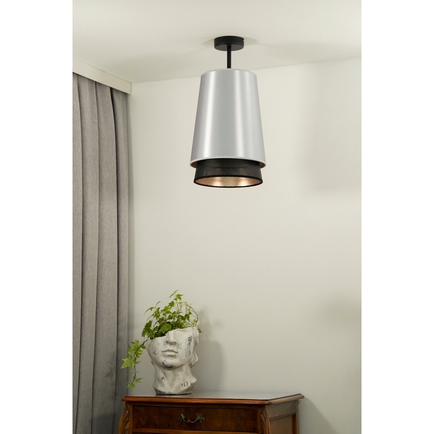 Duolla - Pinnale kinnitatav lühter BELL SHINY 1xE27/15W/230V hõbedane/must